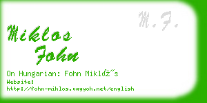 miklos fohn business card